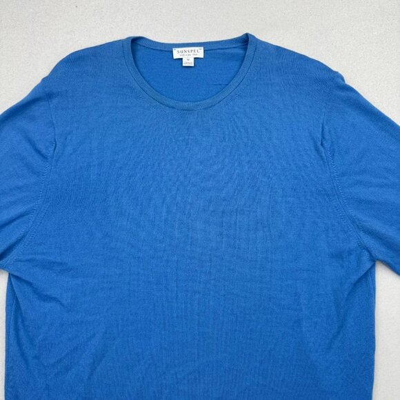Sunspel Mens Medium Blue Crew Neck Pullover Sweater, Long Sleeve, Size Medium M - Picture 3 of 11